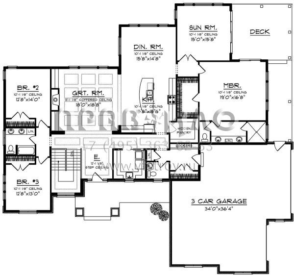 Проект одноэтажного дома с гаражом на три и более машин в английском стиле S5-269 (1020-00037)