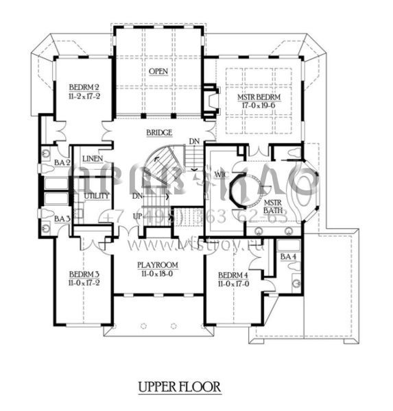 Проект трехэтажного дома с гаражом на три и более машин в стиле Ранчо S5-457 (341-00281)