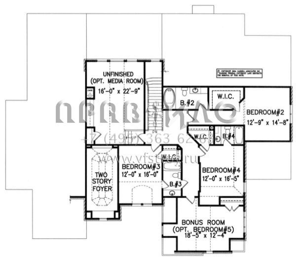 Проект двухэтажного дома с гаражом на три и более машин в стиле Ранчо S5-408 (699-00009)