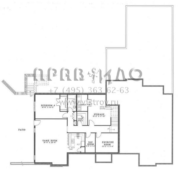 Проект одноэтажного дома с гаражом на три и более машин в стиле Ранчо S5-476 (110-00216)