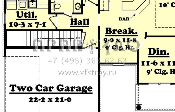 Проект одноэтажного дома с гаражом на две машины в стиле Ранчо S5-158 (041-00017)