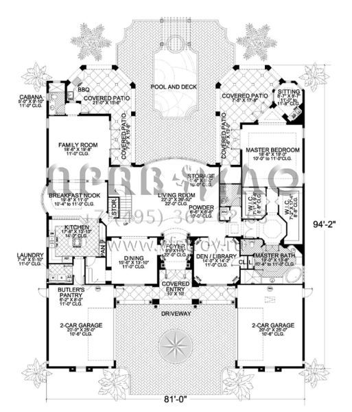 Проект усадьбы с двумя гаражами по две машины S5-535 (168-00077)