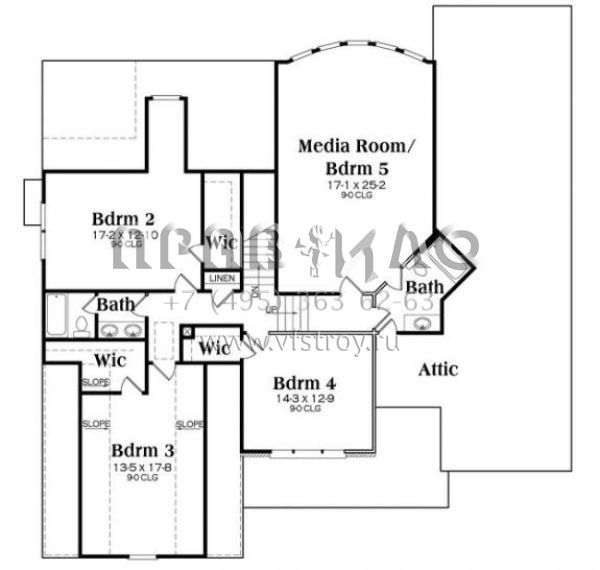 Проект двухэтажного дома с гаражом на две машины в стиле Ранчо S5-352 (009-00241)