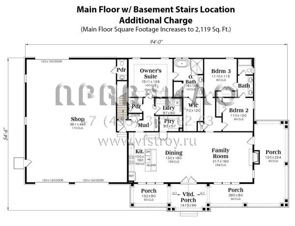 Проект одноэтажного дома с гаражом на две машины в стиле БарнХаус S5-190 (009-00385)
