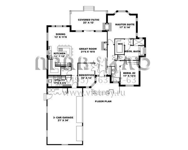 Проект одноэтажного дома с гаражом на три и более машин в американском стиле S5-202 (039-00599)