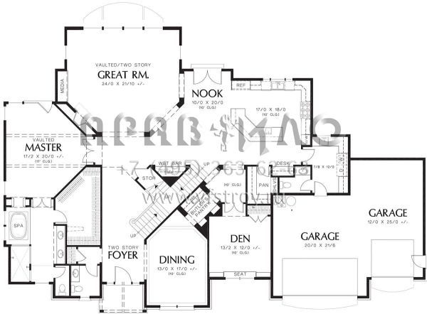 Проект двухэтажного дома с гаражом на три и более машин в английском стиле S5-416 (2559-00592)