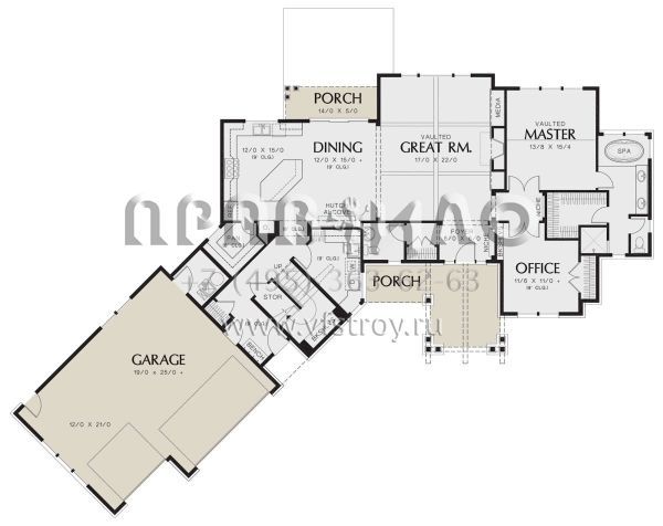Проект двухэтажного дома с гаражом на три и более машин в американском стиле S5-245 (2559-00843)