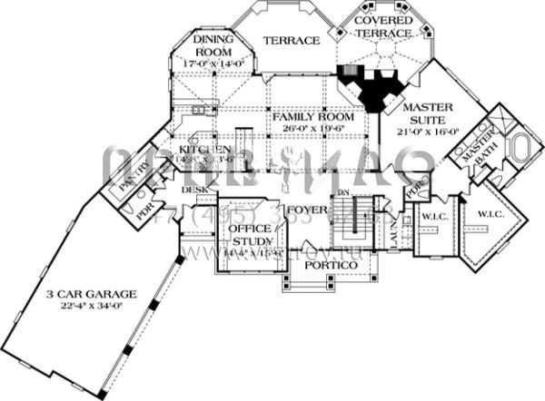 Проект одноэтажного дома с гаражом на три и более машин в американском стиле S5-417 (3323-00461)