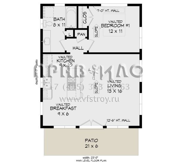 Проект одноэтажного дома без гаража в современном стиле S5-60 (940-00667)