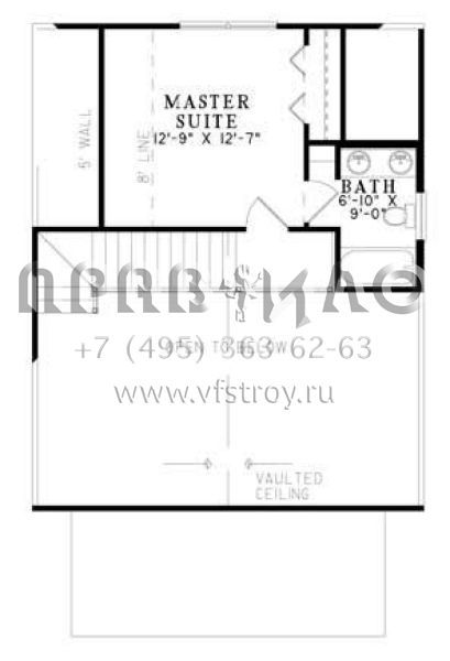 Проект двухэтажного дома с гаражом на две машины в стиле Ранчо S5-98 (110-00727)