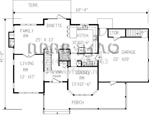 Проект двухэтажного дома с гаражом на две машины в английском стиле S5-211 (033-00042)
