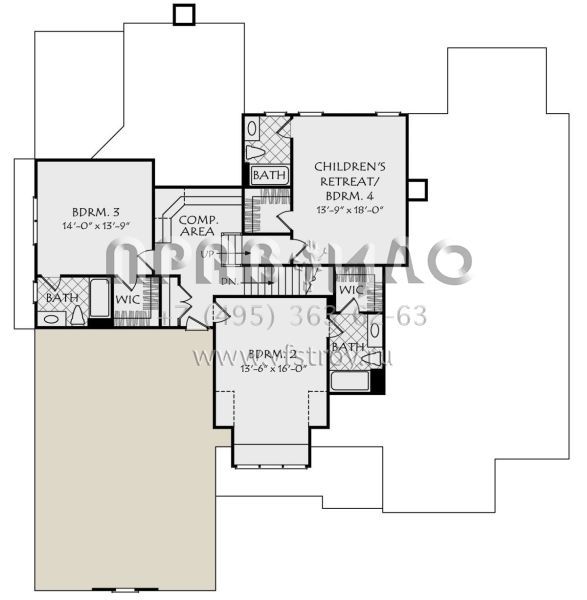 Проект двухэтажного дома с гаражом на три и более машин в стиле Ранчо S5-366 (8594-00068)