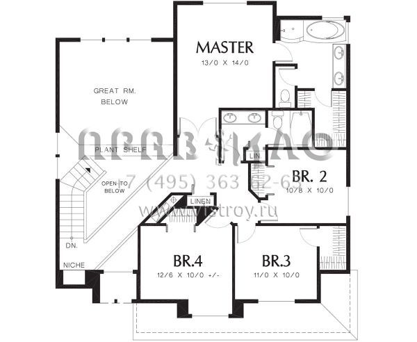 Проект двухэтажного дома с гаражом на три и более машин в стиле Ранчо S5-183 (2559-00194)