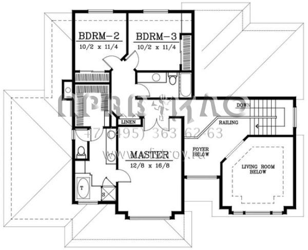 Проект двухэтажного дома с гаражом на три и более машин в стиле Ранчо S5-210 (692-00086)