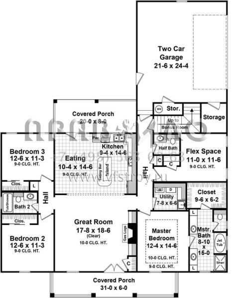 Проект одноэтажного дома с гаражом на две машины в стиле Ранчо S5-175 (348-00236)