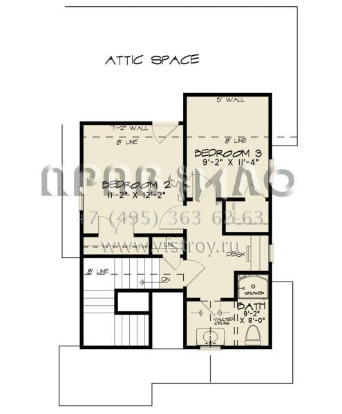 Проект двухэтажного дома с гаражом на одну машину в английском стиле S5-141 (8318-00292)