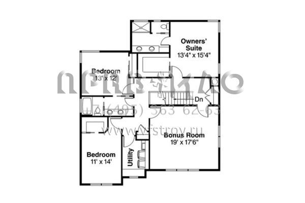 Проект двухэтажного дома с гаражом на две машины в стиле Ранчо S5-212 (035-00715)