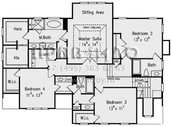 Проект двухэтажного дома с гаражом на две машины в стиле Ранчо S5-264 (8594-00200)