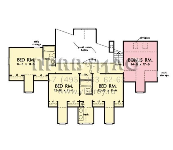 Проект двухэтажного дома с гаражом на две машины в стиле Ранчо S5-291 (2865-00396)