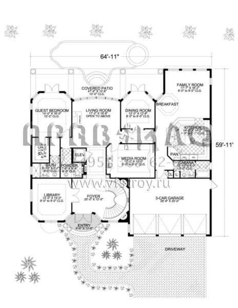 Проект двухэтажного дома с гаражом на три и более машин в прибрежном стиле S5-466 (168-00061)