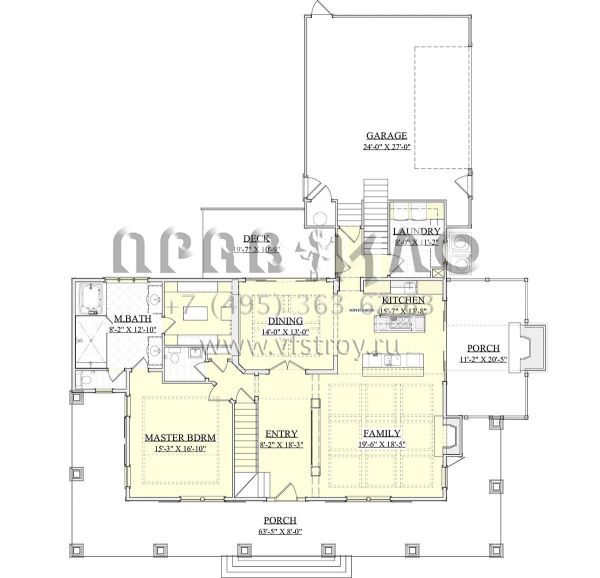 Проект одноэтажного дома с гаражом на две машины в классическом стиле S5-278 (6939-00018)