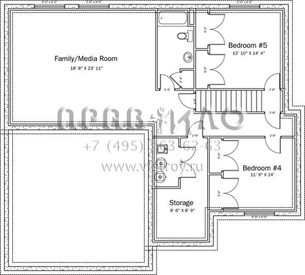 Проект двухэтажного дома с гаражом на две машины в стиле Ранчо S5-280 (2802-00019)