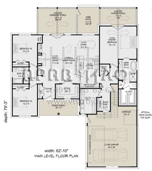Проект одноэтажного дома с гаражом на две машины в американском стиле S5-214 (940-00915)