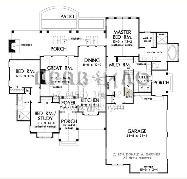 Проект одноэтажного дома с гаражом на две машины в американском стиле S5-162 (2865-00215)
