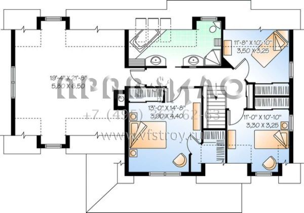 Проект двухэтажного дома с гаражом на две машины в стиле Ранчо S5-156 (034-00420)