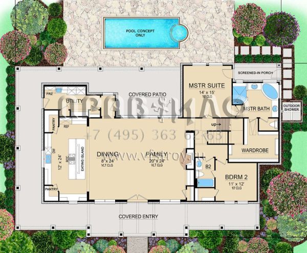 Проект двухэтажного дома без гаража в стиле Шале S5-291 (5445-00275)