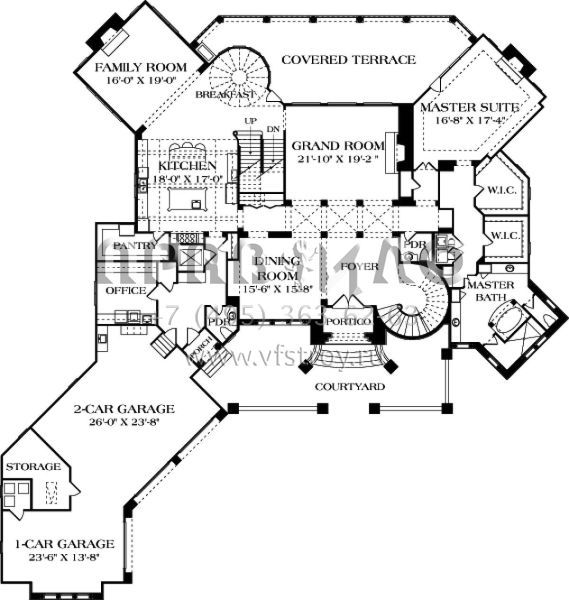Проект двухэтажного дома с гаражом на три и более машин в английском стиле S5-846 (3323-00647)