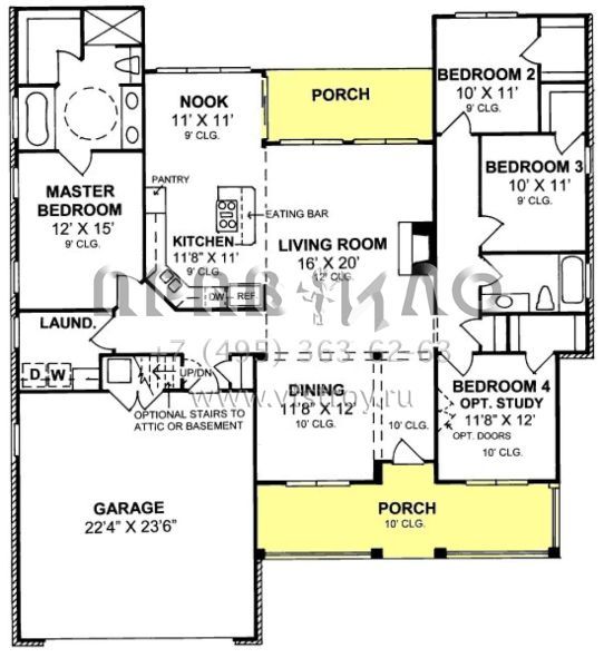 Проект одноэтажного дома с гаражом на две машины в стиле Ранчо S5-182 (4848-00196)