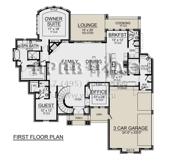 Проект двухэтажного дома с гаражом на три и более машин в английском стиле S5-390 (5445-00496)