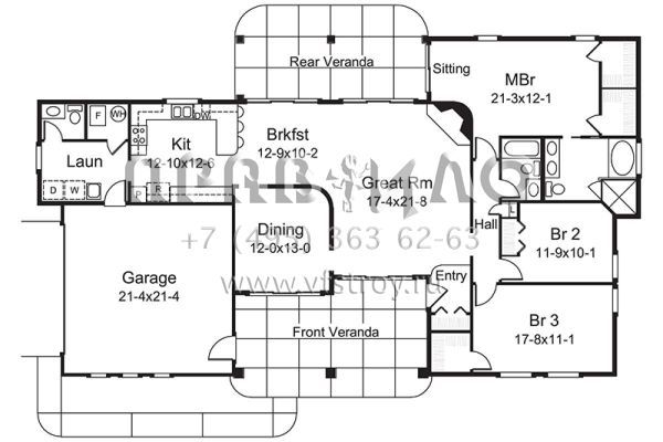 Проект одноэтажного дома с гаражом на две машины в современном стиле S5-187 (5633-00301)