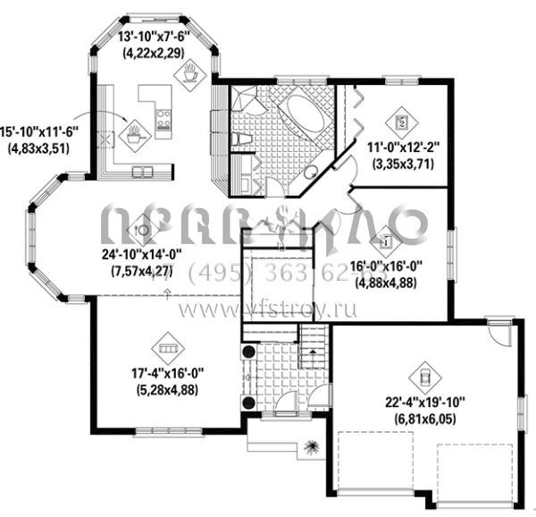 Проект одноэтажного дома с гаражом на две машины в английском стиле S5-175 (6146-00212)