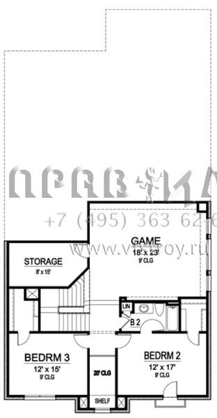 Проект двухэтажного дома с гаражом на две машины в стиле Ранчо S5-342 (5445-00129)