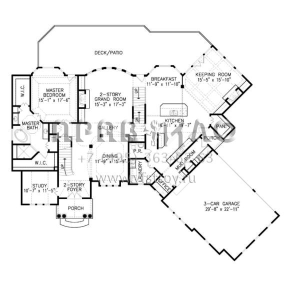 Проект двухэтажного дома с гаражом на три и более машин в современном стиле S5-350 (699-00053)