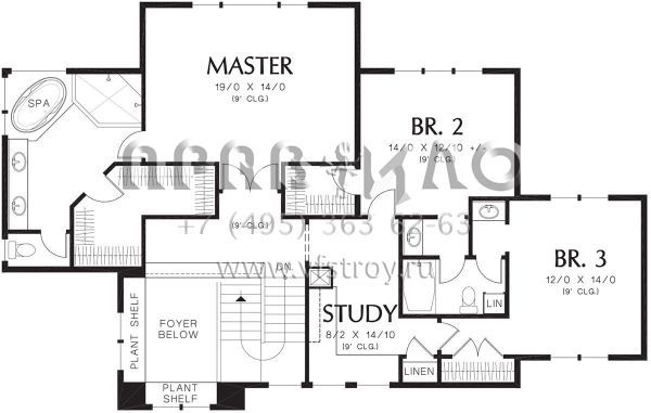 Проект трехэтажного дома с гаражом на три и более машин в стиле Райт S5-364 (2559-00018)