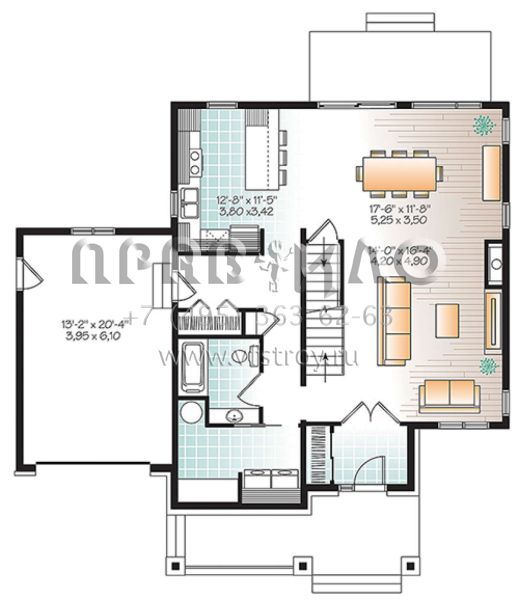 Проект двухэтажного дома с гаражом на одну машину в современном стиле S5-189 (034-01105)