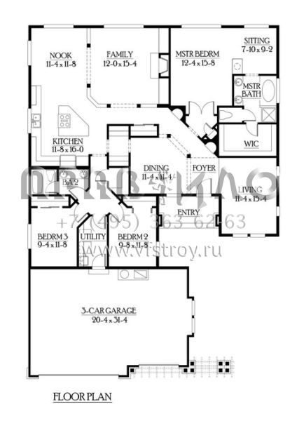 Проект одноэтажного дома с гаражом на три и более машин в американском стиле S5-201 (341-00176)