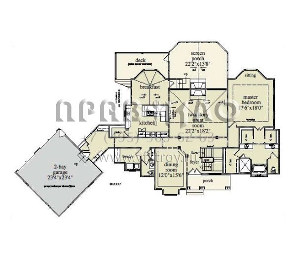 Проект двухэтажного дома с гаражом на две машины в американском стиле S5-376 (957-00019)