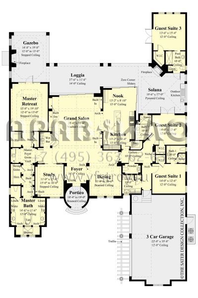 Проект одноэтажного дома с гаражом на три и более машин в современном стиле S5-352 (8436-00045)