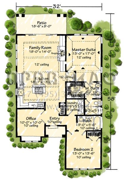 Проект одноэтажного дома без гаража в стиле Ранчо S5-127 (1907-00064)