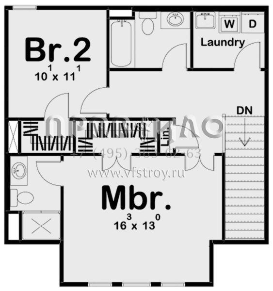 Проект двухэтажного дома без гаража в стиле Ранчо S5-134 (963-00100)