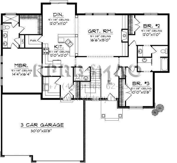 Проект одноэтажного дома с гаражом на три и более машин в скандинавском стиле S5-183 (1020-00189)
