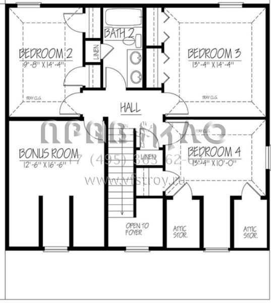 Проект двухэтажного дома с гаражом на две машины в стиле Ранчо S5-234 (1754-00014)