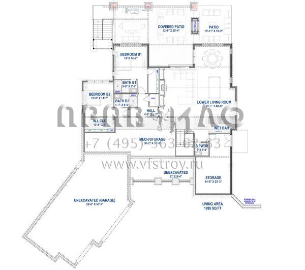 Проект одноэтажного дома с гаражом на три и более машин в американском стиле S5-454 (425-00049)