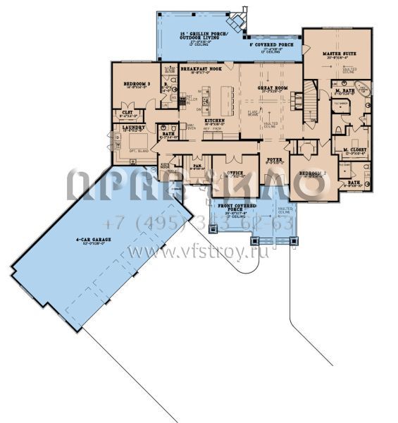 Проект дома на склоне с гаражом на четыре машины S5-393 (8318-00297)