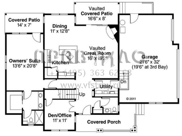 Проект двухэтажного дома с гаражом на три и более машин в американском стиле S5-181 (035-00608)