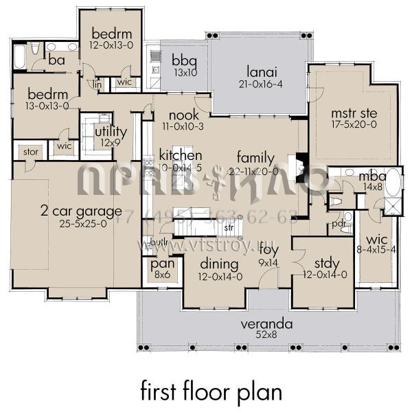 Проект одноэтажного дома с гаражом на две машины в стиле Ранчо S5-259 (9401-00098)